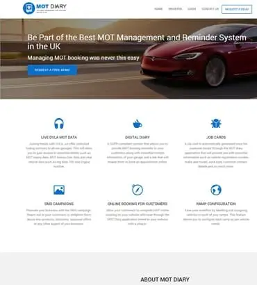 MOT Diary website homepage |Titanium Dash