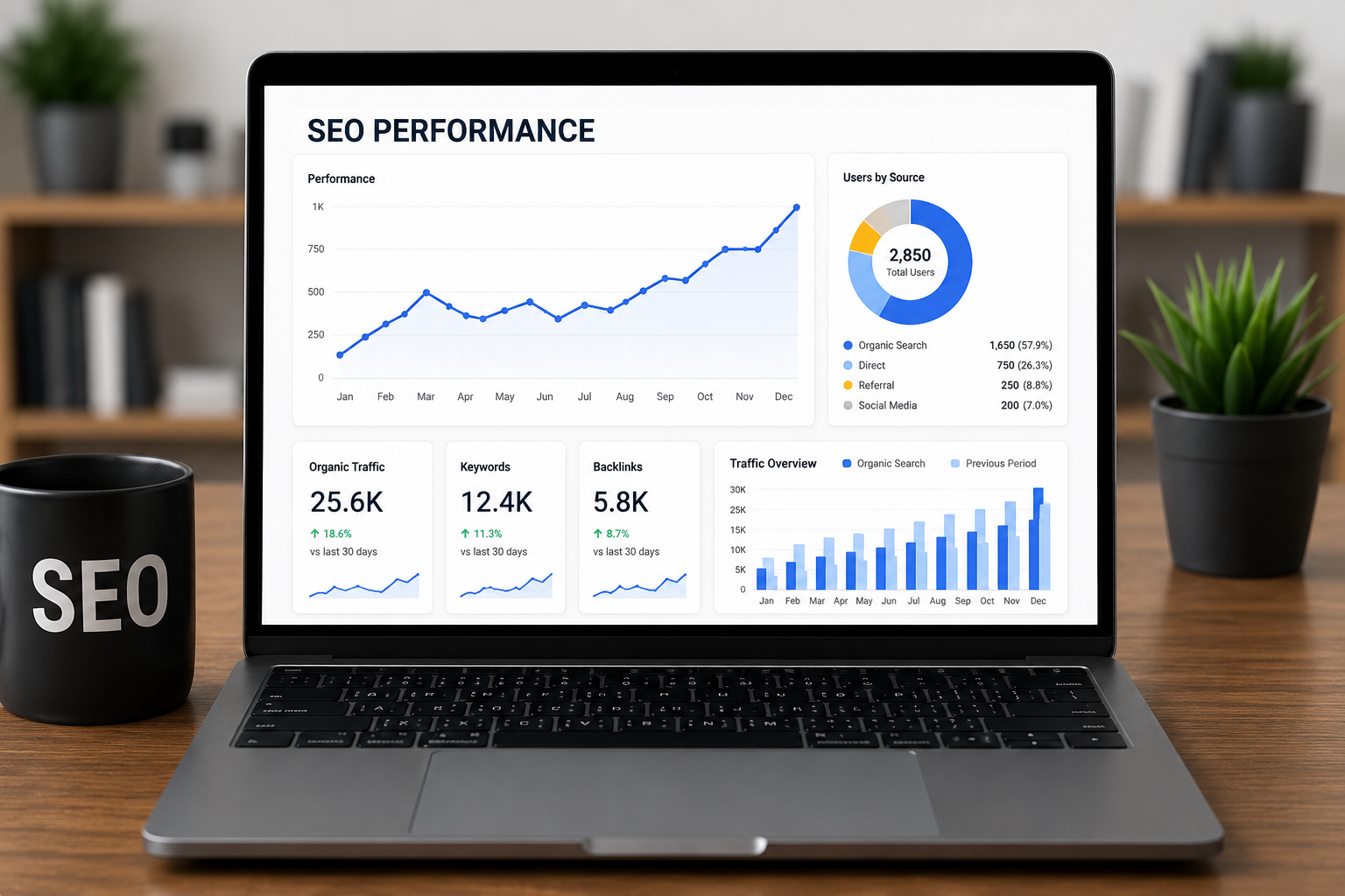 SEO performance dashboard laptop |Titanium Dash